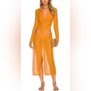 Camila Coelho Dress Women’s Small Orange Gigi Maxi Dress Swim Cover Up NWT